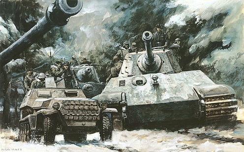 Fondo de pantalla digital de tanques de batalla y ejércitos multicolores, guerra, tanques, tigre II, tigre real, alemán, tigre 2, pesado, Fondo de pantalla HD HD wallpaper
