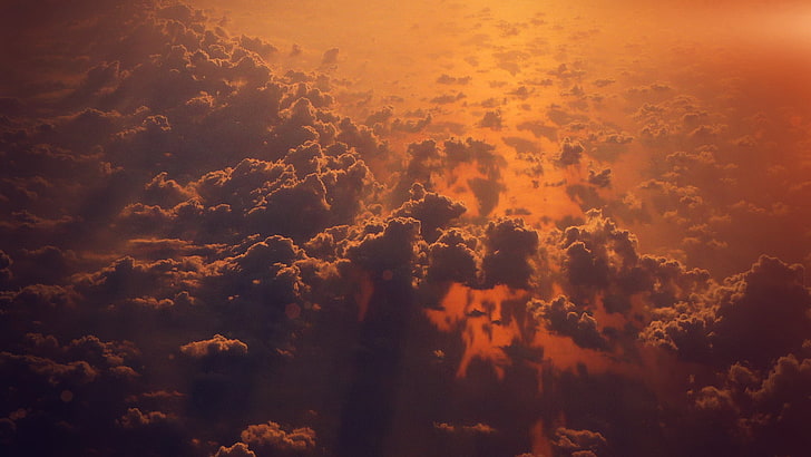 awan putih, awan, matahari terbenam, Wallpaper HD