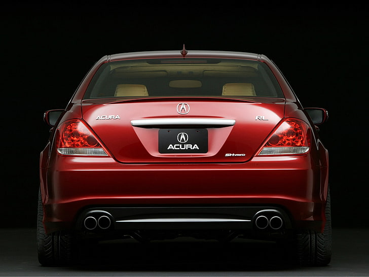 red Acura car, acura, rl, concept, 2005, red, rear view, style, auto, HD wallpaper