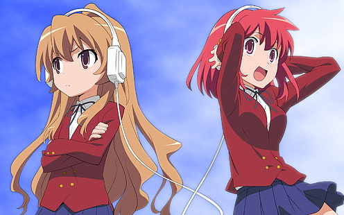 Aisaka, Anime, Kopfhörer, Kushieda, Minori, Schule, Taiga, Toradora, Uniformen, HD-Hintergrundbild HD wallpaper
