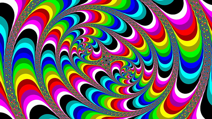 Psychedelisch, bunt, hell, abstrakt, mehrfarbige Spiralillussion, psychedelisch, bunt, hell, HD-Hintergrundbild