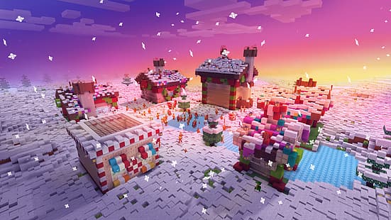 Minecraft, видео игри, компютърни игри, Коледа, плакати с игри, изстрел на екрана, HD тапет HD wallpaper