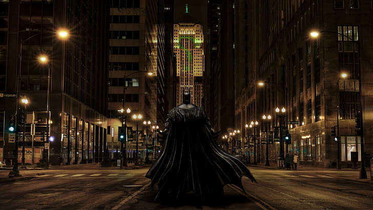 Batman, Chicago, Fan Art, Gotham City, Photoshopped, Le Chevalier noir, Le Riddler, Fond d'écran HD