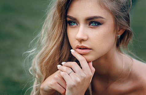 Evgeny Freyer, visage de femme, filles, fille, belle, femme, modèle, yeux bleus, evgenyfreyer, Fond d'écran HD HD wallpaper