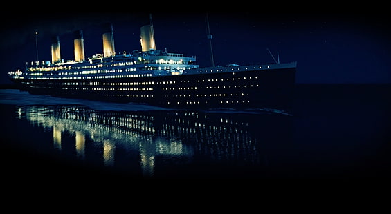 Titanic 3D, cruise ship, Movies, Other Movies, 2012, titanic, 3d, night, ship, movie, titanic 3d, HD wallpaper HD wallpaper
