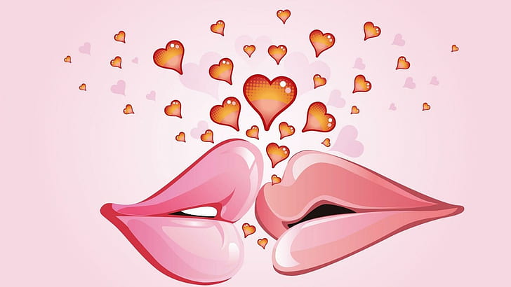 3D, abstract, kiss, lip, love, HD wallpaper
