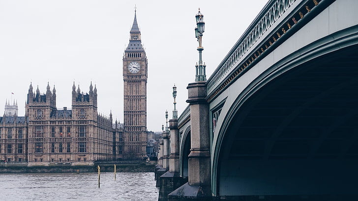 Big Ben, nature, water, England, London, Big Ben, bridge, Westminster, HD wallpaper