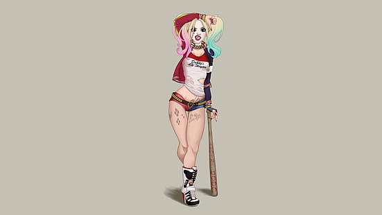 İntihar Kadro Harley Quinn dijital duvar kağıdı, Kız, Sanat, Harley Quinn, DC Comics, İntihar Kadro, HD masaüstü duvar kağıdı HD wallpaper