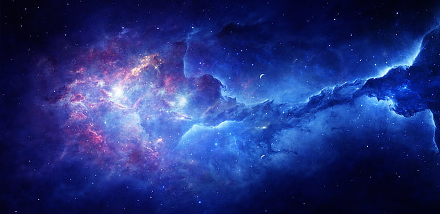 espacio, nebulosa, estrellas, universo, colorido, oscuro, azul, Fondo de pantalla HD HD wallpaper