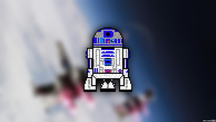 Star Wars BB-8 figure, R2-D2, Trixel, pixel art, robot, Star Wars, HD wallpaper