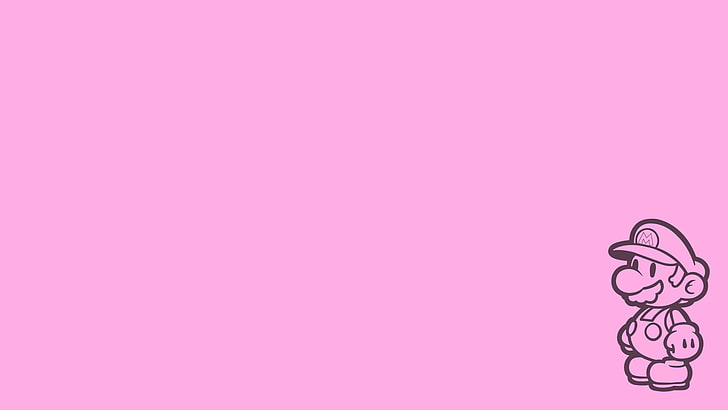 1920x1080 px Logotipo rosa claro Mario Bros. minimalismo Papel Mario Pink Silhouette Simples Simples Backgr Entretenimento Engraçado HD Art, logotipo, simples, ROSA, minimalismo, silhueta, fundo simples, Super Mario, Mario de papel, 1920x1080 px, Mario Bros., Personagens de videogame, Luz rosa, HD papel de parede