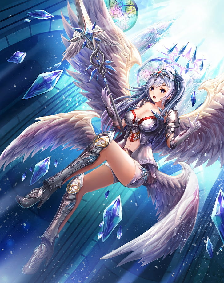 Weapon Anime Wings Long Hair Angel Armor Anime Girls Hd