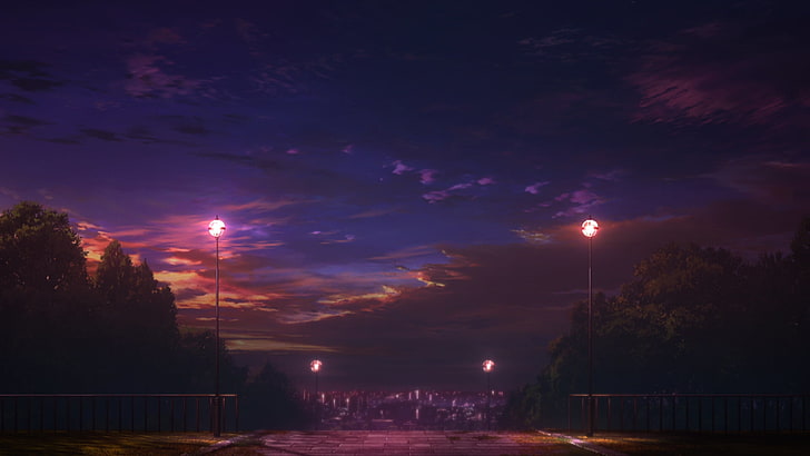 two black post lamps, Fate/Stay Night, anime, Fate Series, sunrise, HD wallpaper