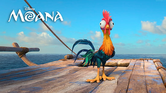 mejores películas de animación de 2016, heihei, Moana, pollo, Fondo de pantalla HD HD wallpaper