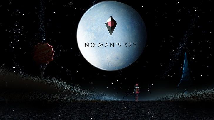 Обои No Man's Sky, небо No Man's, фан-арт, видеоигры, ночное небо, звезды, планета, HD обои