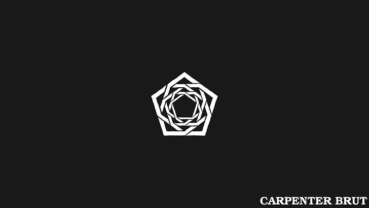 белый логотип, Carpenter Brut, synthwave, монохромный, пятиугольники, HD обои