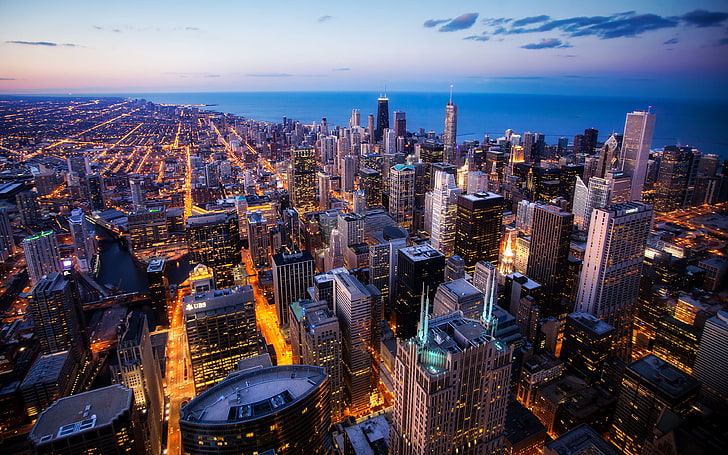 A cidade de Chicago a partir da torre Willis Sears Tower Estados Unidos Desktop Hd Wallpaper For Pc Tablet And Mobile 3840 × 2400, HD papel de parede
