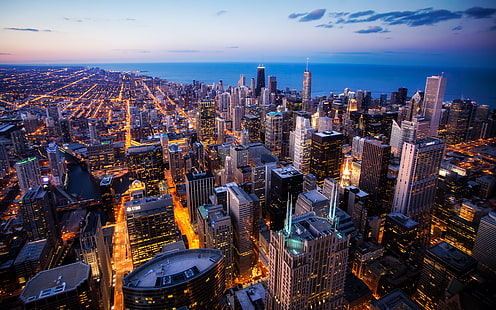 La ciudad de Chicago desde la torre Willis Torre Sears Estados Unidos fondo de pantalla de escritorio HD para Tablet PC y móvil 3840 × 2400, Fondo de pantalla HD HD wallpaper