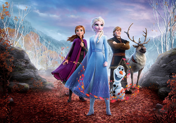 Frozen, Red, Fantasy, Nature, Blizzard, Beautiful, Anime, Wood, Winter, Anna, Tree, Queen, Snow, Girls, Female, Family, year, Women, Blonde, Woman, Princess, Ice, River, EXCLUSIVE, Animation, Walt Disney Pictures, Lady, Fog, Movie, Lake, Forest, Blonde Hair, Trees, Film, Musical, Hair, Adventure, Red Hair, Friends, Kristen Bell, Witch, Animal, Comedy, Ginger, Deer, Elsa, Walt Disney Animation Studios, Olaf, Kristoff, Snow Queen, Jonathan Groff, Snowflake, Idina Menzel, EXTENDED, Ice Queen, Sisters, Ice Princess, Josh Gad, Princesses, Ladies, Magician, Evan Rachel Wood, 2019, Frozen 2, Frozen II, Sterling K. Brown, First Look, HD wallpaper