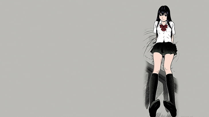 Ibitsu, Okada Kazuto, Moritaka Madoka, черна коса, ученичка, училищна униформа, къса пола, гащи, аниме, манга, аниме момичета, HD тапет
