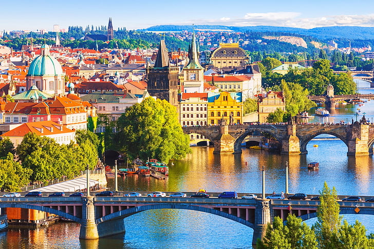 Villes, Prague, pont, bâtiment, ville, république tchèque, rivière, Fond d'écran HD