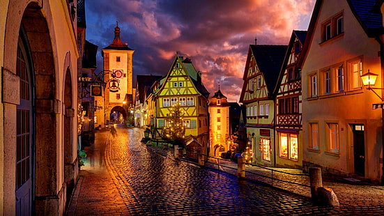 Rothenburg, Tauber, ฝน, เยอรมนี, เมือง, วอลล์เปเปอร์ HD HD wallpaper