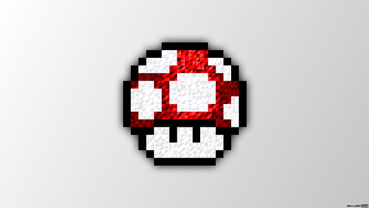 pixel art trixel super mario mushroom, HD wallpaper