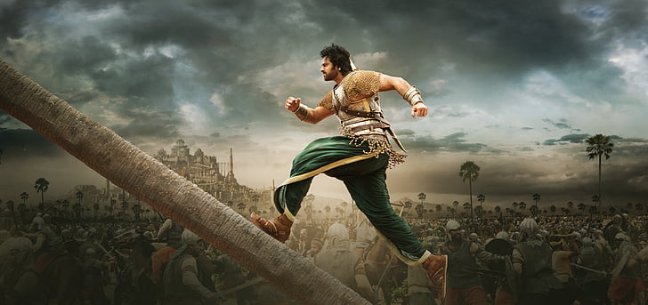foto del poster del Bahubali, Baahubali 2: The Conclusion, Prabhas, Telugu, Tamil, Hindi, 4K, 8K, Sfondo HD