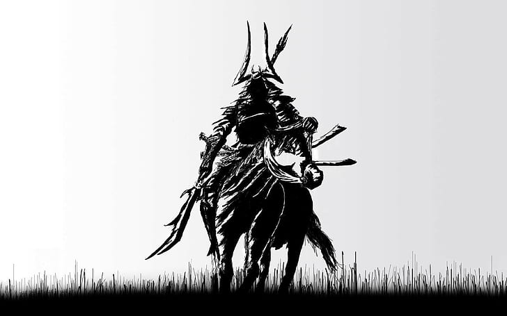 Samurai riding horse illustration, samurai, HD wallpaper