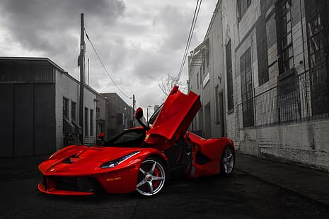  Red, Ferrari, Supercar, Lane, LaFerrari, HD wallpaper HD wallpaper