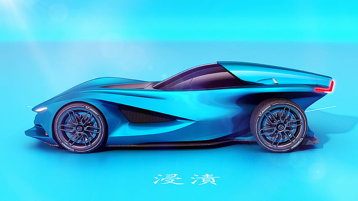 blue super car with blue background, Mazda Shinshi, concept, HD wallpaper