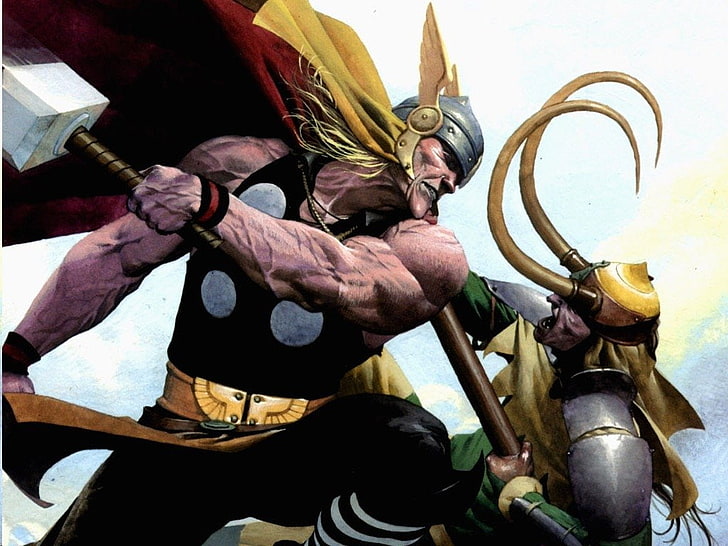 Papel de parede de Thor e Loki da Marvel, Thor, Martelo, Loki, Marvel Comics, HD papel de parede