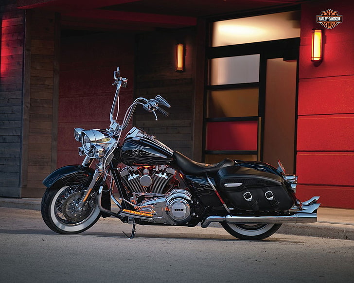 schwarzes und graues Kreuzermotorrad, Harley-Davidson, FLHRC-RoadKing, HD-Hintergrundbild