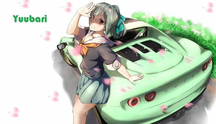 Anime Girls, coche, Colección Kantai, Lotus Elise, Yuubari (KanColle), Fondo de pantalla HD