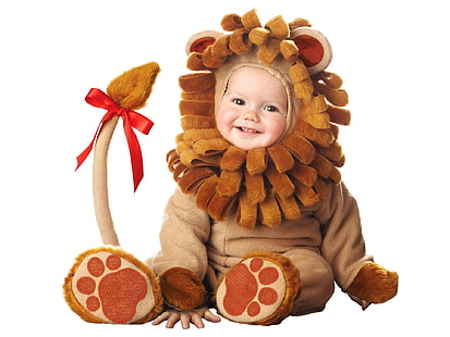 Cute Baby Wear, baby's brown lion costume, cute, baby, wear, HD wallpaper HD wallpaper