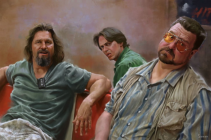 Lukisan kancing abu-abu pria, Lebowski Besar, Bung, Walter Sobchak, film, Steve Buscemi, karya seni, Wallpaper HD