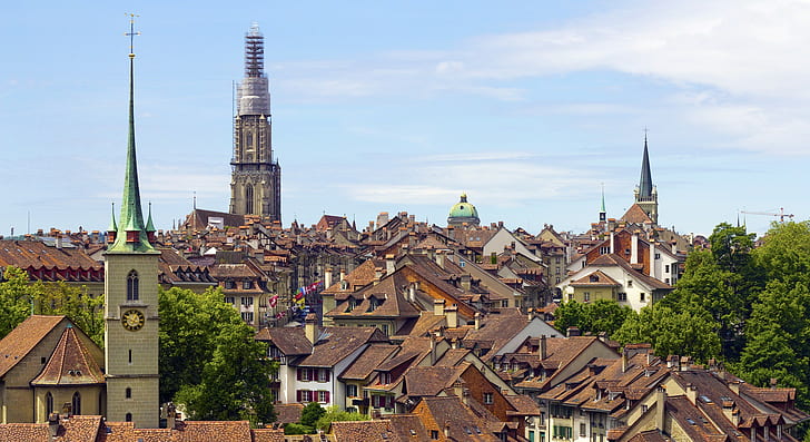 Bern city in Switzerland, photo of town, Bern, Switzerland, best, HD wallpaper