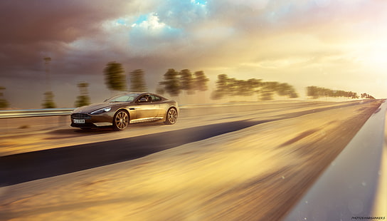 Aston Martin DB9 GT, размазване в движение, 4K, HD тапет HD wallpaper