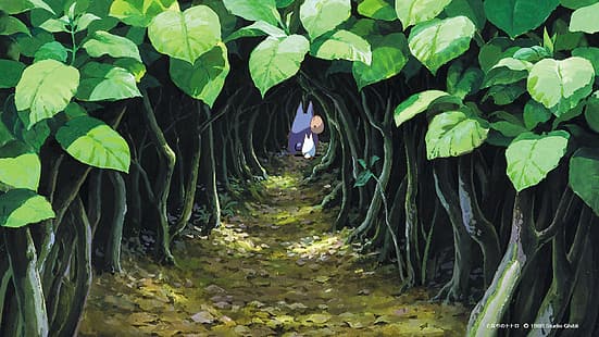 Studio Ghibli, Film Ekran Görüntüleri, anime, animasyon filmleri, Totoro, Komşum Totoro, yapraklar, HD masaüstü duvar kağıdı HD wallpaper