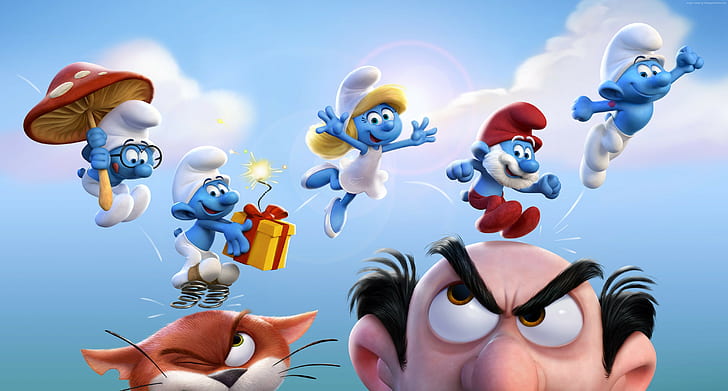 Os Smurfs: A Vila Perdida, Julia Roberts, Ariel Winter, os melhores filmes de animação, HD papel de parede