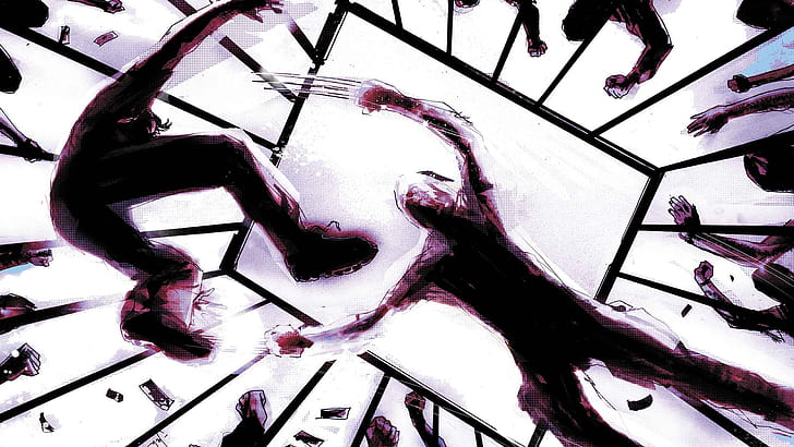 Wolverine Marvel Cage HD, två personer som faller inuti burillustration, tecknad / komisk, underbar, järv, bur, HD tapet