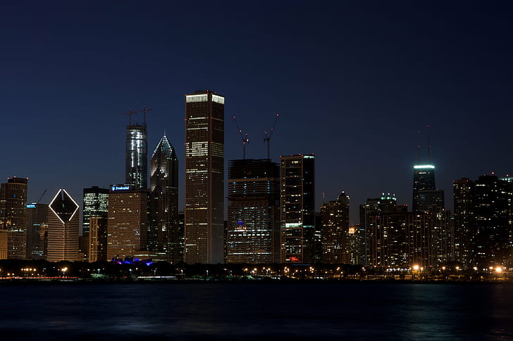 fotografia panoramiczna nowojorskiej wieży, chicago, chicago, panoramę Chicago, fotografia panoramiczna, Nowy Jork, wieża, trasa 66, noc, statyw, noc, miejski Skyline, drapacz chmur, pejzaż miejski, scena miejska, architektura, miasto, USA, słynne miejsce , Śródmieście Dzielnica, zbudowany Konstrukcja, budynek Zewnętrzny, Tapety HD