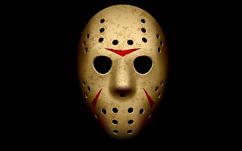 Jason Voorhees, maschera da hockey, sfondo nero, venerdì 13, Sfondo HD HD wallpaper