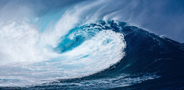 приливная волна, волны, фотография, море, природа, синий, голубой, вода, брызги, HD обои