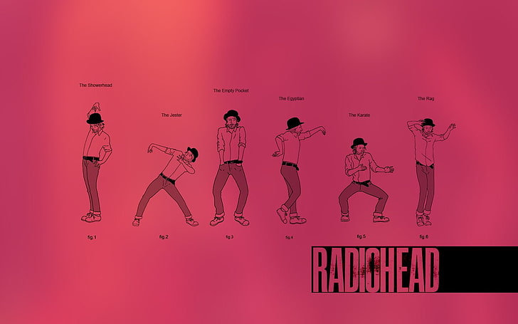 фон, танцы, диаграммы, рисунки, прикол, розовый, Radiohead, HD обои