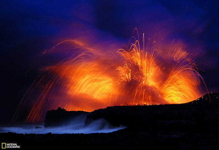 red volcanic eruption National Geographic TV still screenshot, Volcanoes, Volcano, HD wallpaper
