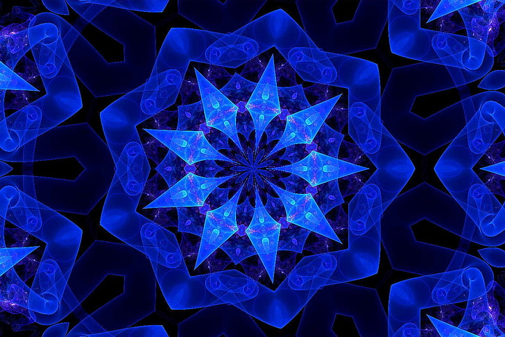 синяя иллюстрация мандалы, линия, образец, цвет, симметрия, фот, HD обои