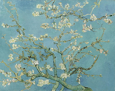 blå och vit blommig matta, Vincent van Gogh, målning, HD tapet HD wallpaper