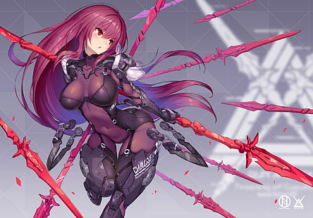 spear, armor, FateGrand Order, Fate Series, Scathach ( FateGrand Order ), weapon, bodysuit, HD wallpaper HD wallpaper