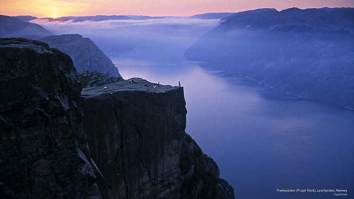 Preikestolen (Pulpit Rock) ، Lysefjorden ، النرويج ، الطبيعة، خلفية HD